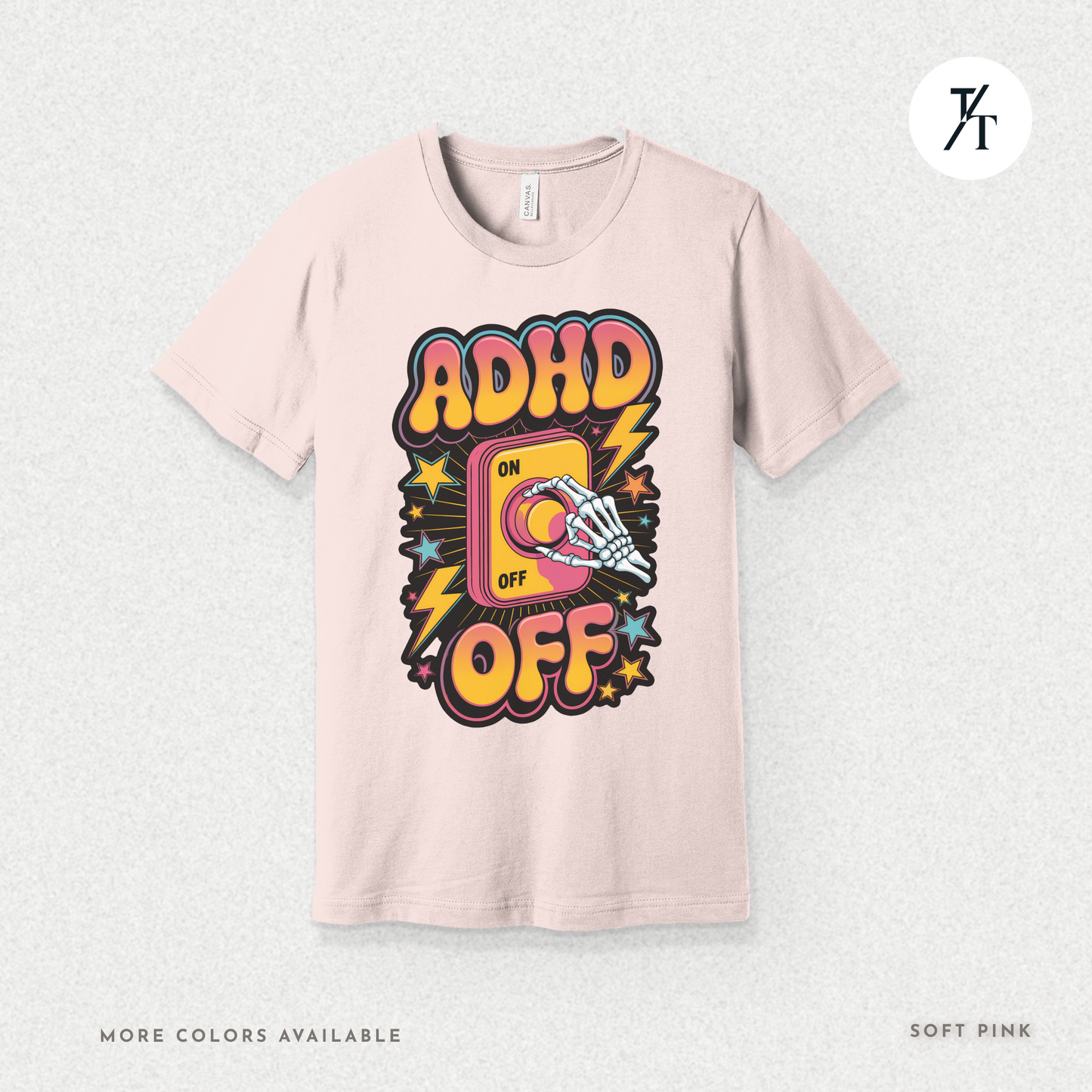 ADHD Off Shirt | Funny Skeleton Focus Switch Tee,  Humorous Skeleton Art t-shirt