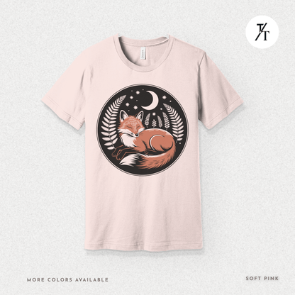 Sleepy Fox Tee – Cozy Woodland Animal Shirt with Nighttime Vibes