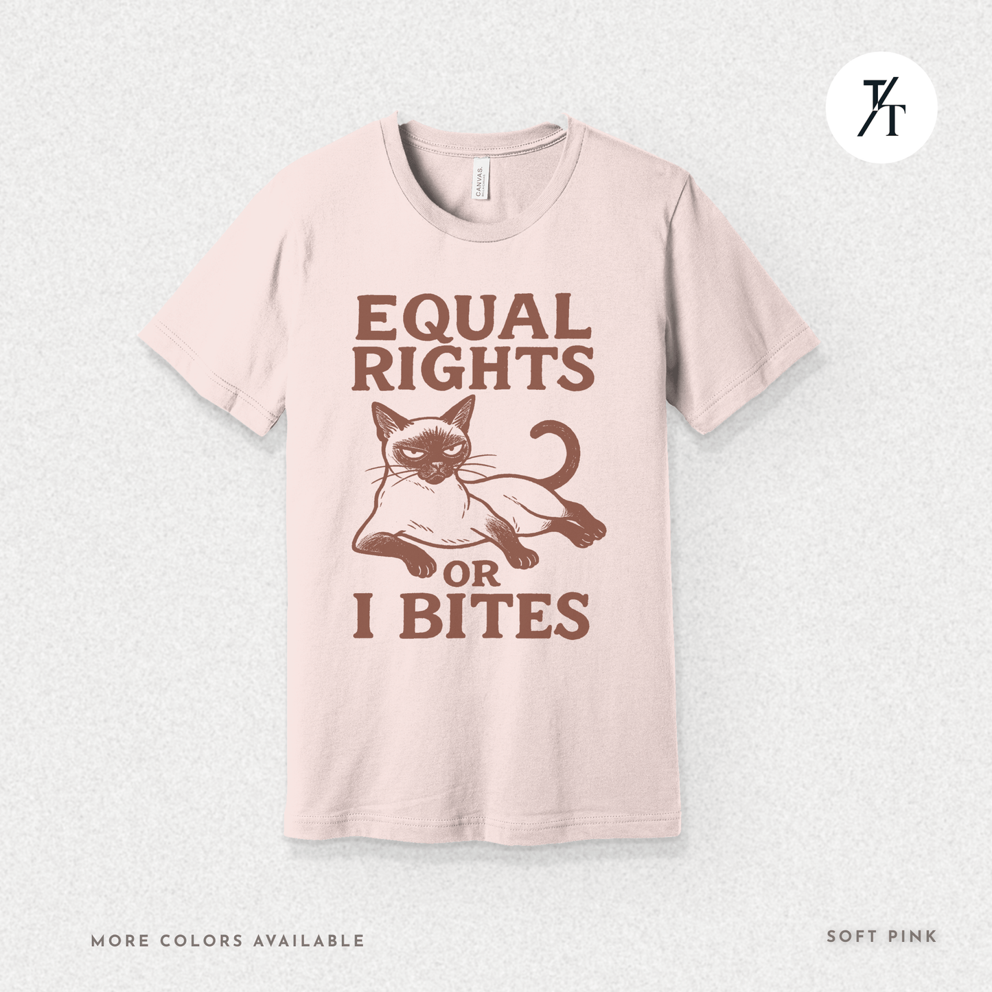 Funny Cat "Equal Rights or I Bites" Feminist Political T-Shirt
