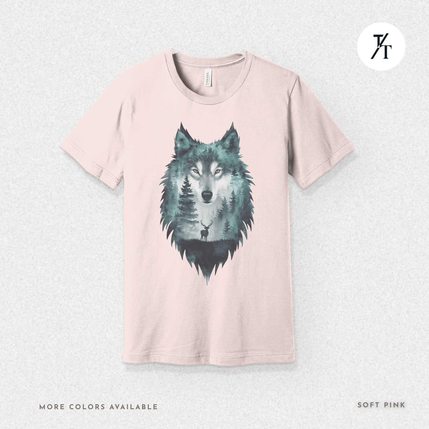 Alpha Forest Wolf Tee – Wildlife Double Exposure Graphic Shirt
