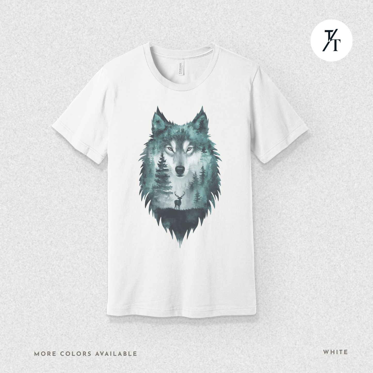 Alpha Forest Wolf Tee – Wildlife Double Exposure Graphic Shirt