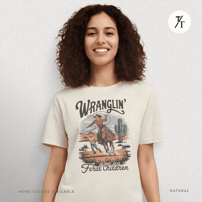 Wranglin Feral Kids Shirt Gift For Mom Country Funny Tee - Trendy/Timeless Studio