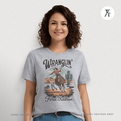 Wranglin Feral Kids Shirt Gift For Mom Country Funny Tee - Trendy/Timeless Studio