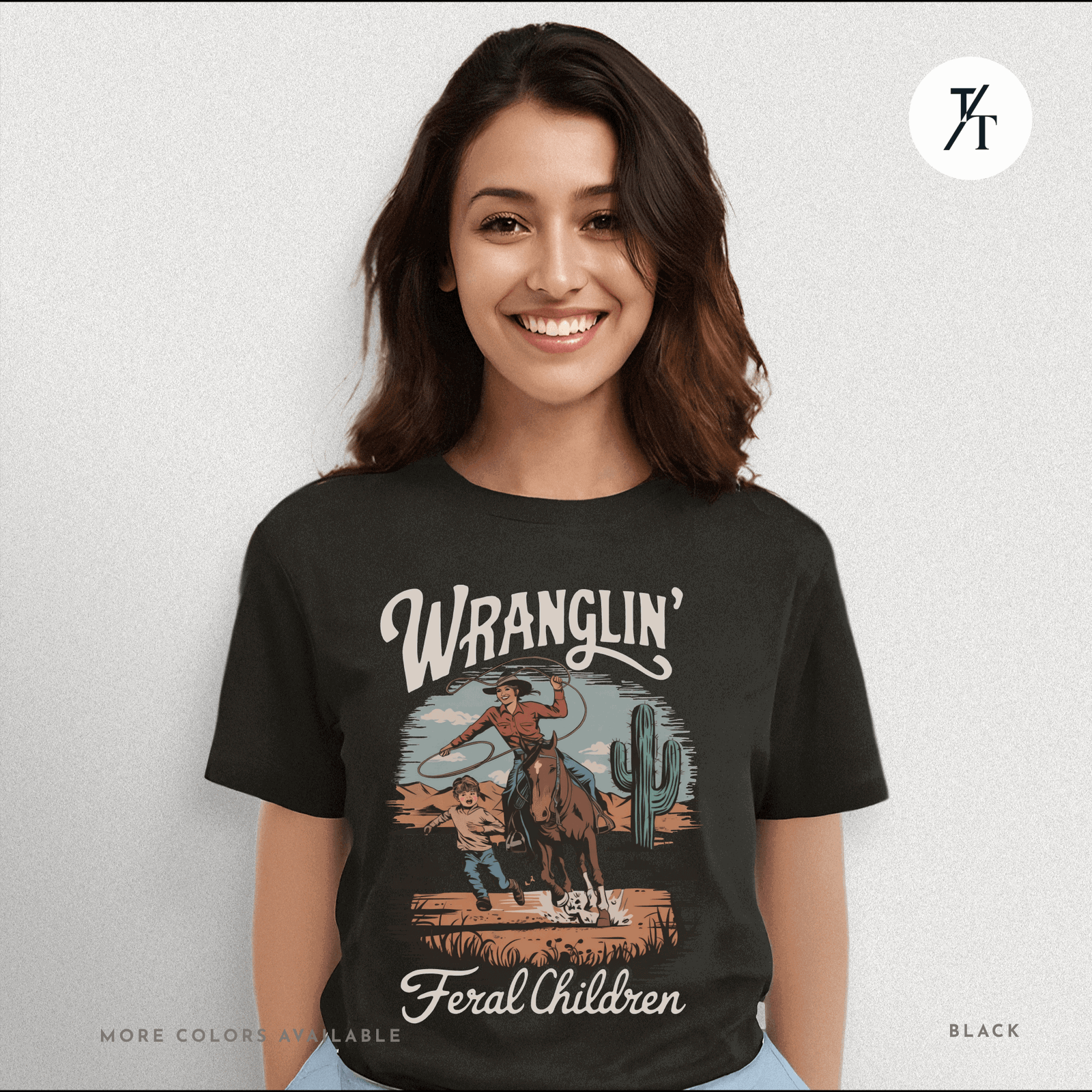 Wranglin Feral Kids Shirt Gift For Mom Country Funny Tee - Trendy/Timeless Studio