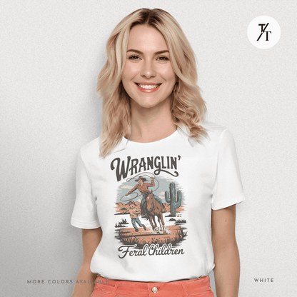 Wranglin Feral Kids Shirt Gift For Mom Country Funny Tee - Trendy/Timeless Studio
