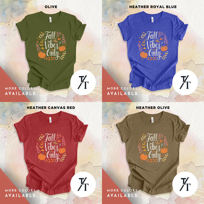 Cute Fall Graphic Tee for Women, Rustic Fall Vibes Only Design
