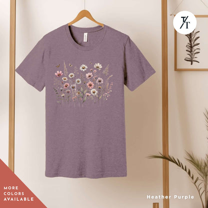 Vintage Botanical Flower Tee Distressed Wildflower Shirt