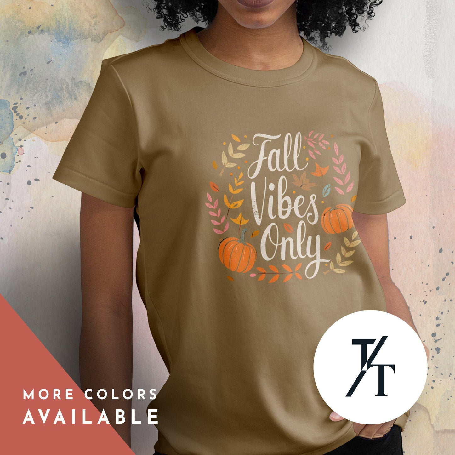 Cute Fall Graphic Tee for Women, Rustic Fall Vibes Only Design