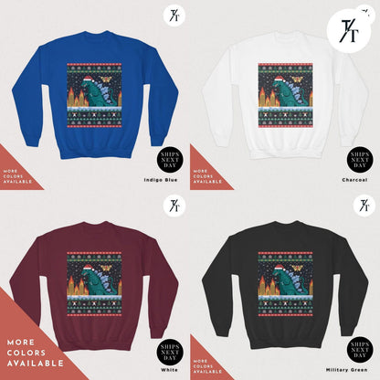 godzilla christmas shirt dinosaur ugly christmas sweater for kids Godzilla Sweatshirt sweater Kaiju Sweatshirt Anime Kids Shirts - Trendy/Timeless Studio