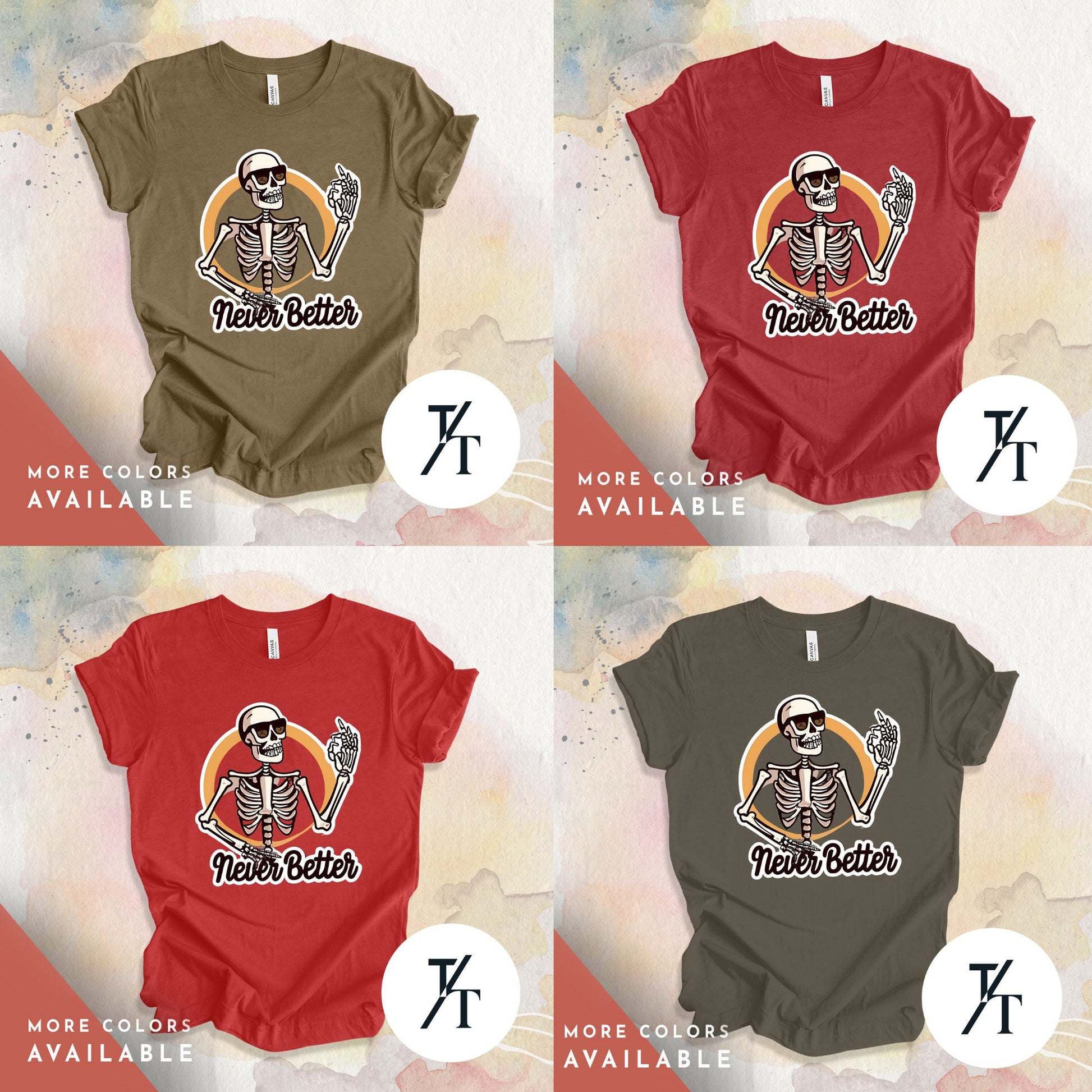 Never better skull skeleton in the coffin halloween t-shirt, Never Better Shirt, Halloween tShirt, Spooky Season tShirt, Funny Skeleton tee