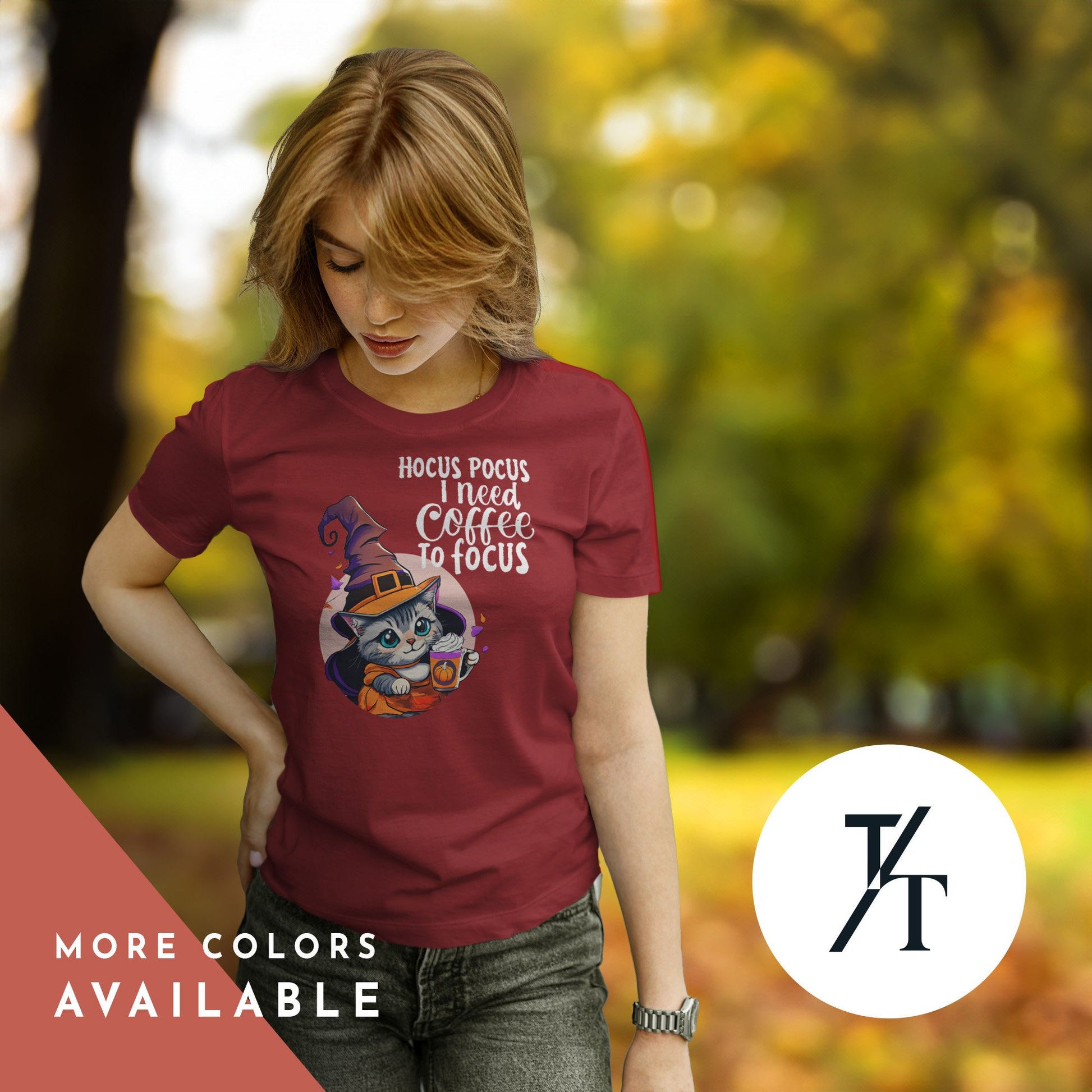 Funny cat coffee halloween shirt, Witchy Cat shirt, Coffee Lover tShirt, Halloween Shirts, Womens spooky season Tee