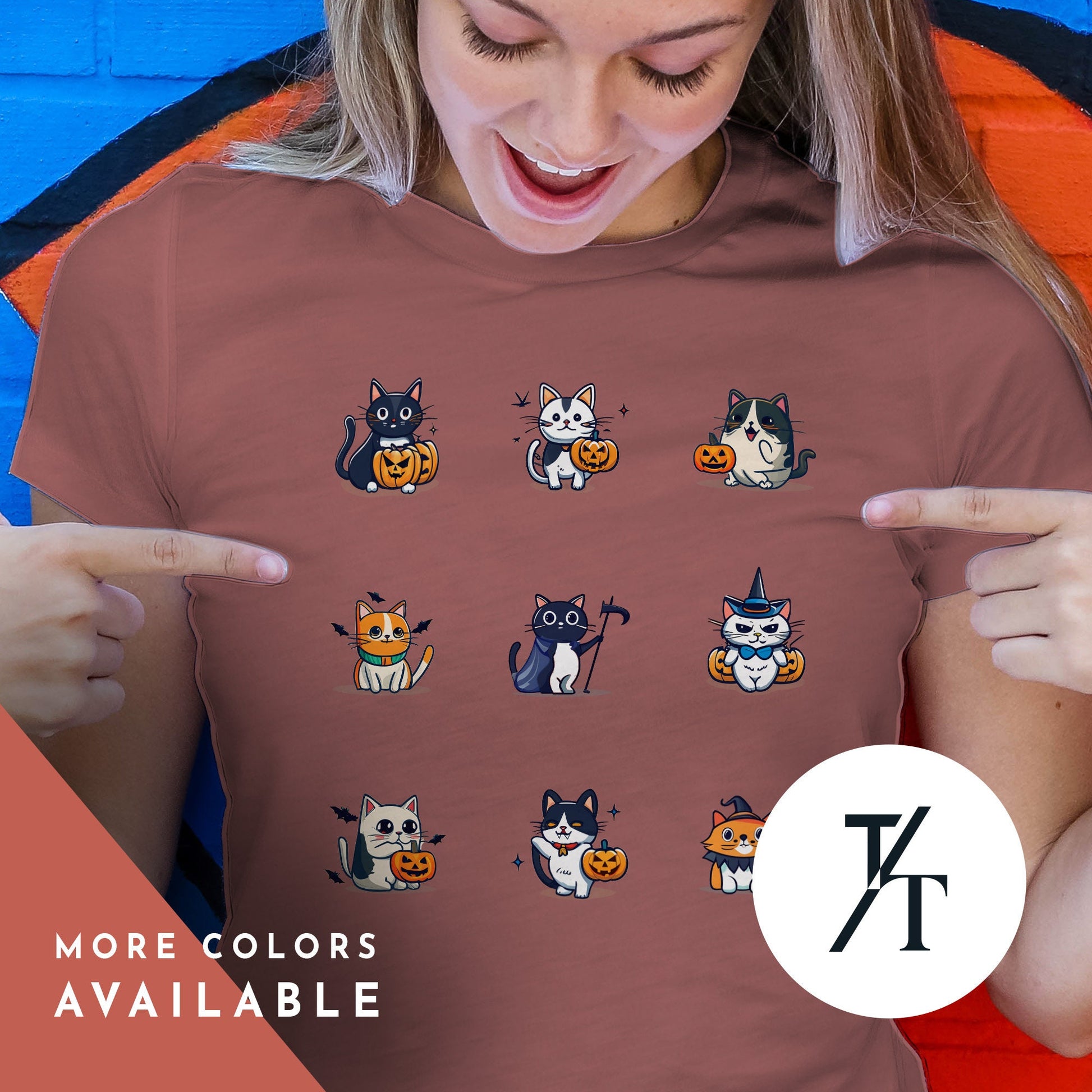 Halloween Cat Shirt, Witchy Clothing, Spooky Season Shirt, Witch Cat, Catlady Tarot tshirt, Gift For CatMom, cute cartoon kitten tee Gift