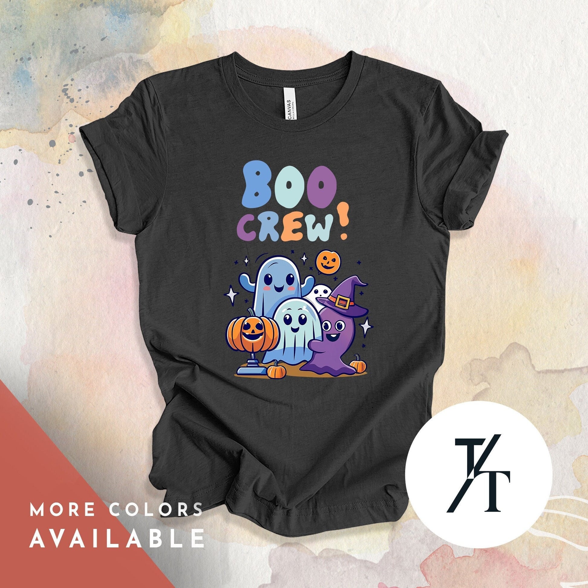 Boo Crew Ghost Halloween T-shirt, Hey Boo Shirt, Spooky Season Top, Creep It Real Tee, Retro Women's Clothing, cute, Pastel Halloween