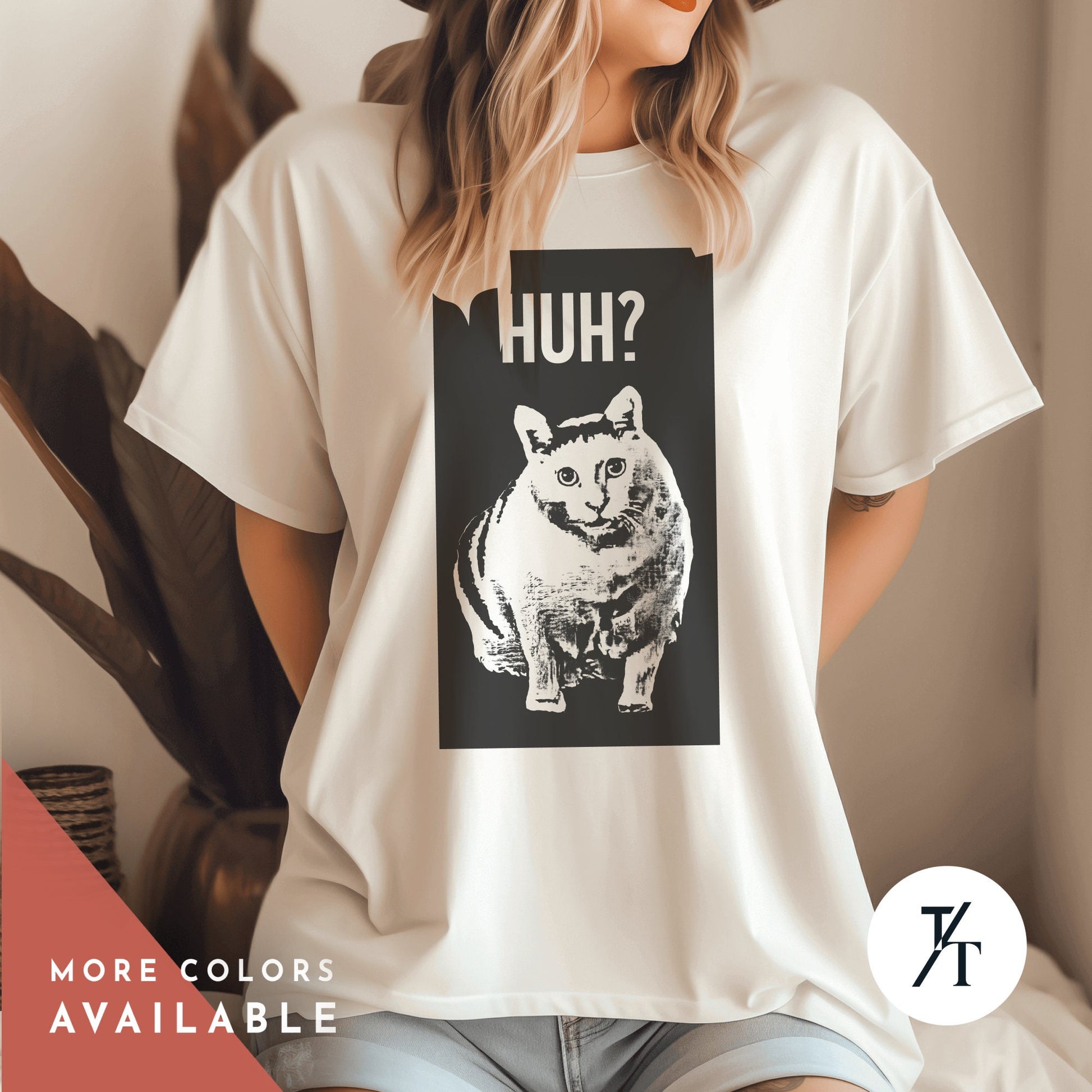 Funny Meme Huh Cat Shirt, Huh Cat Meme T, Shitpost Shirt, Crying Cat, Banana Cat, Tiktok And Instagram Chonky Katze T-Shirt, huh cat meme