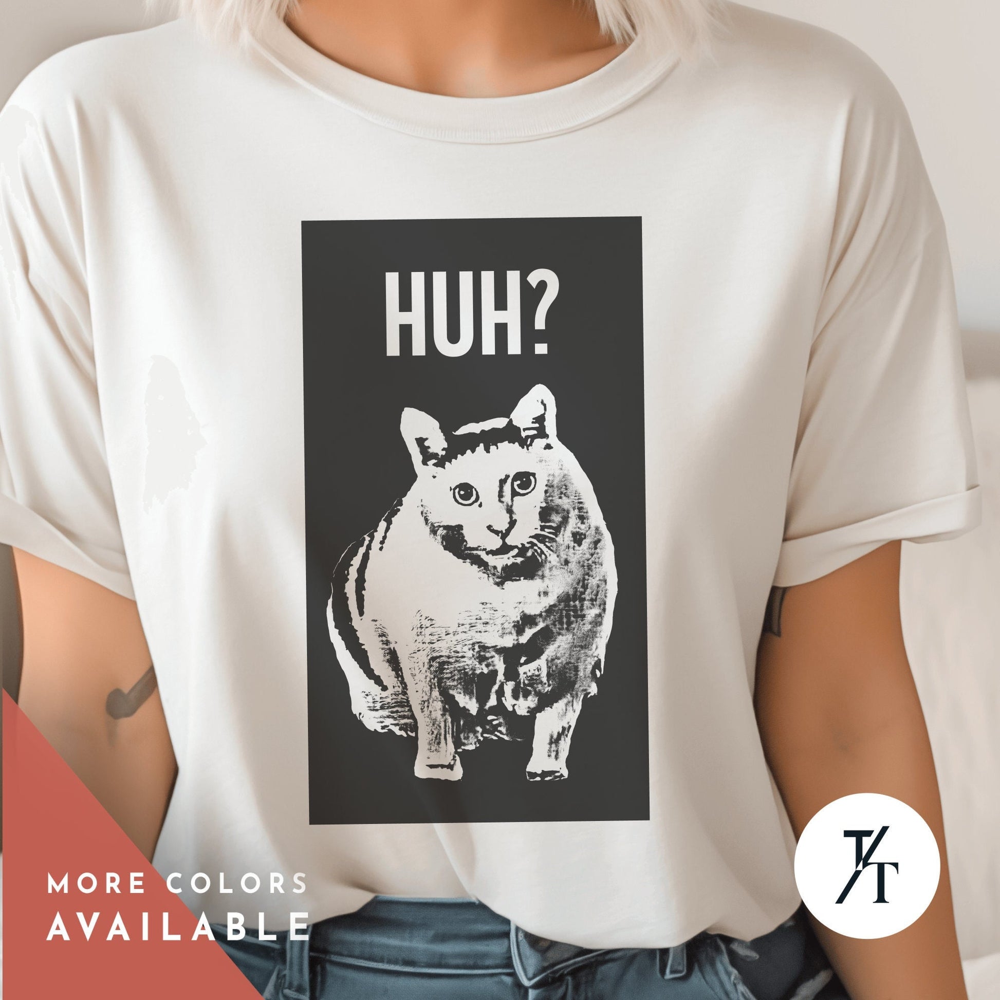 Funny Meme Huh Cat Shirt, Huh Cat Meme T, Shitpost Shirt, Crying Cat, Banana Cat, Tiktok And Instagram Chonky Katze T-Shirt, huh cat meme