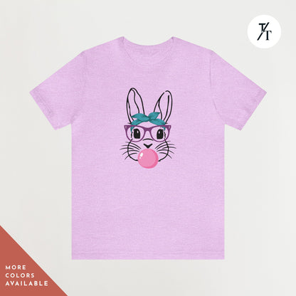 Women's Easter Bunny Shirt, Spring Season, Bunny with glasses, Bubble Gum, Mommy and Me Matching, Family matching, Cute Bunny, Rabbit, Girls