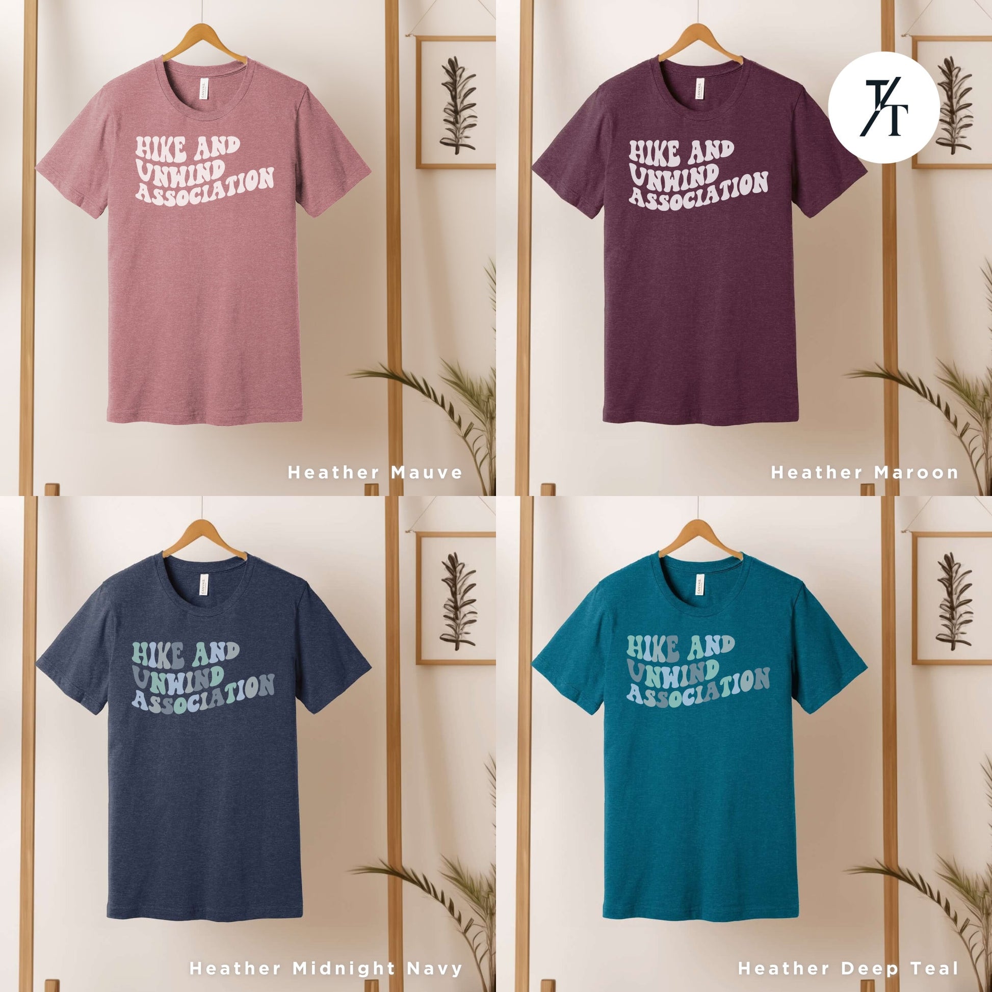 four different t - shirts with the words hug and relaxation on them