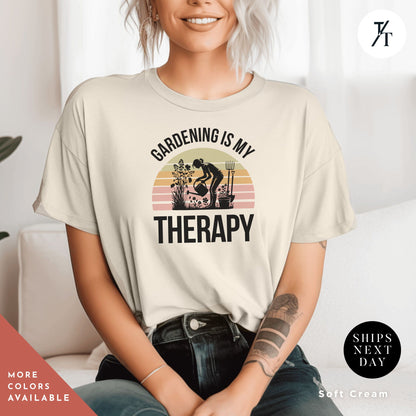 Gardening Therapy Shirt, Plant Lover, Botanical Planter, Gardening Outfit, Gardener Gift, Plant tShirt, Womens Shirt