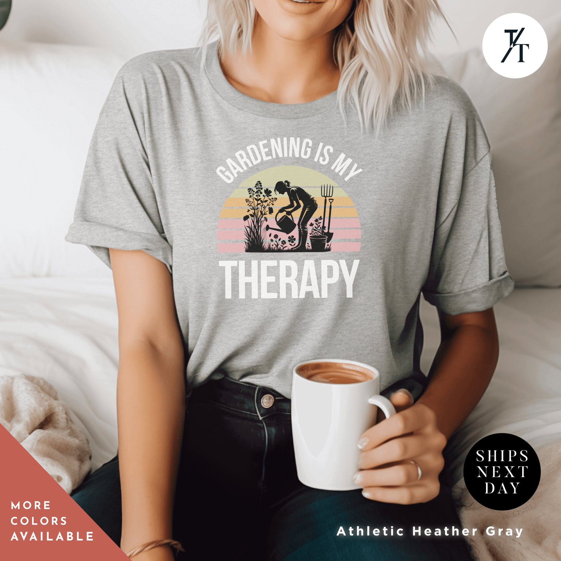 Gardening Therapy Shirt, Plant Lover, Botanical Planter, Gardening Outfit, Gardener Gift, Plant tShirt, Womens Shirt