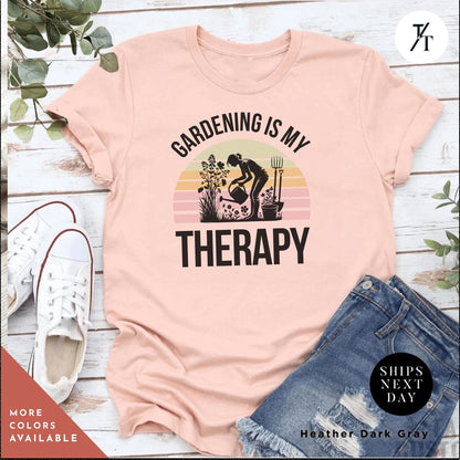 Gardening Therapy Shirt, Plant Lover, Botanical Planter, Gardening Outfit, Gardener Gift, Plant tShirt, Womens Shirt