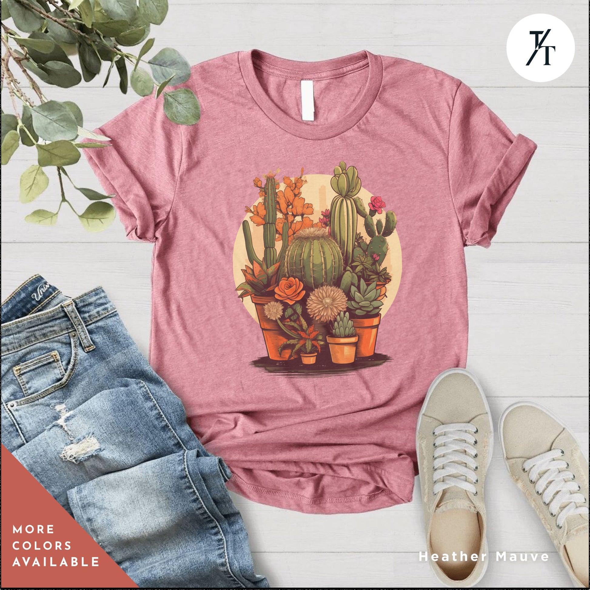 a t - shirt with a stylized illustration of numerous potted cactus plants and succulent plants, Unisex Succulent Shirt, Plants Lover Shirt, Crazy Plant Lady, Succulent Plants Tee, Cactus Plant t-Shirt, Ga