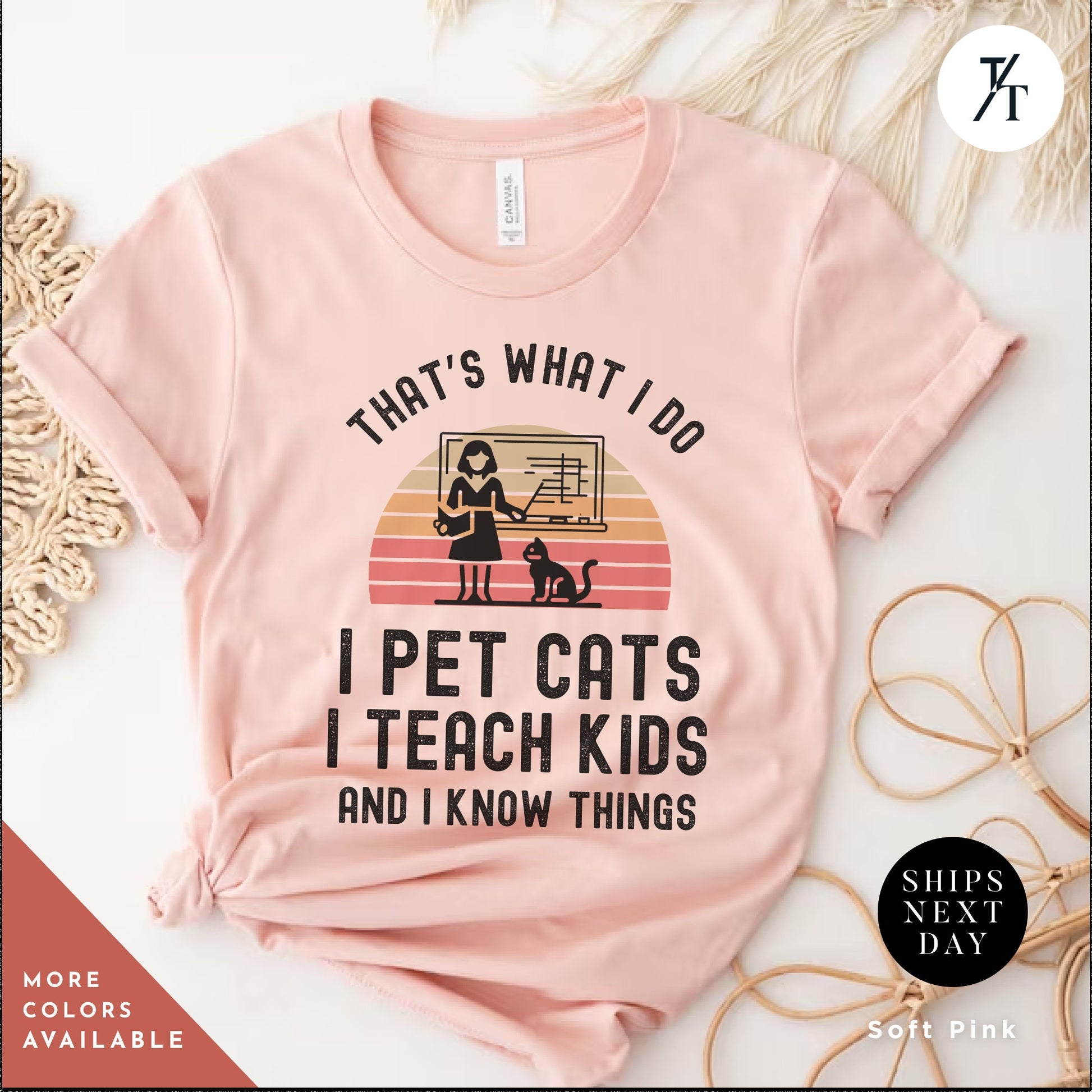 a pink shirt that says, that&#39;s what i do i pet cats i