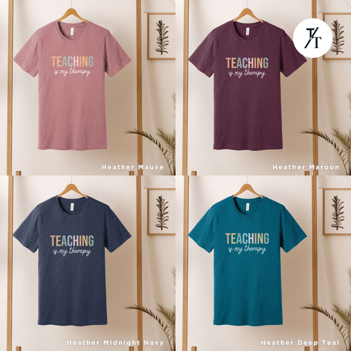 six t - shirts that say teaching is my therapy, Teacher Team T-Shirt, Teaching is my Therapy, tshirt teacher t shirt best seller, Last Day Of School, Teacher tShirts, Back To School tee