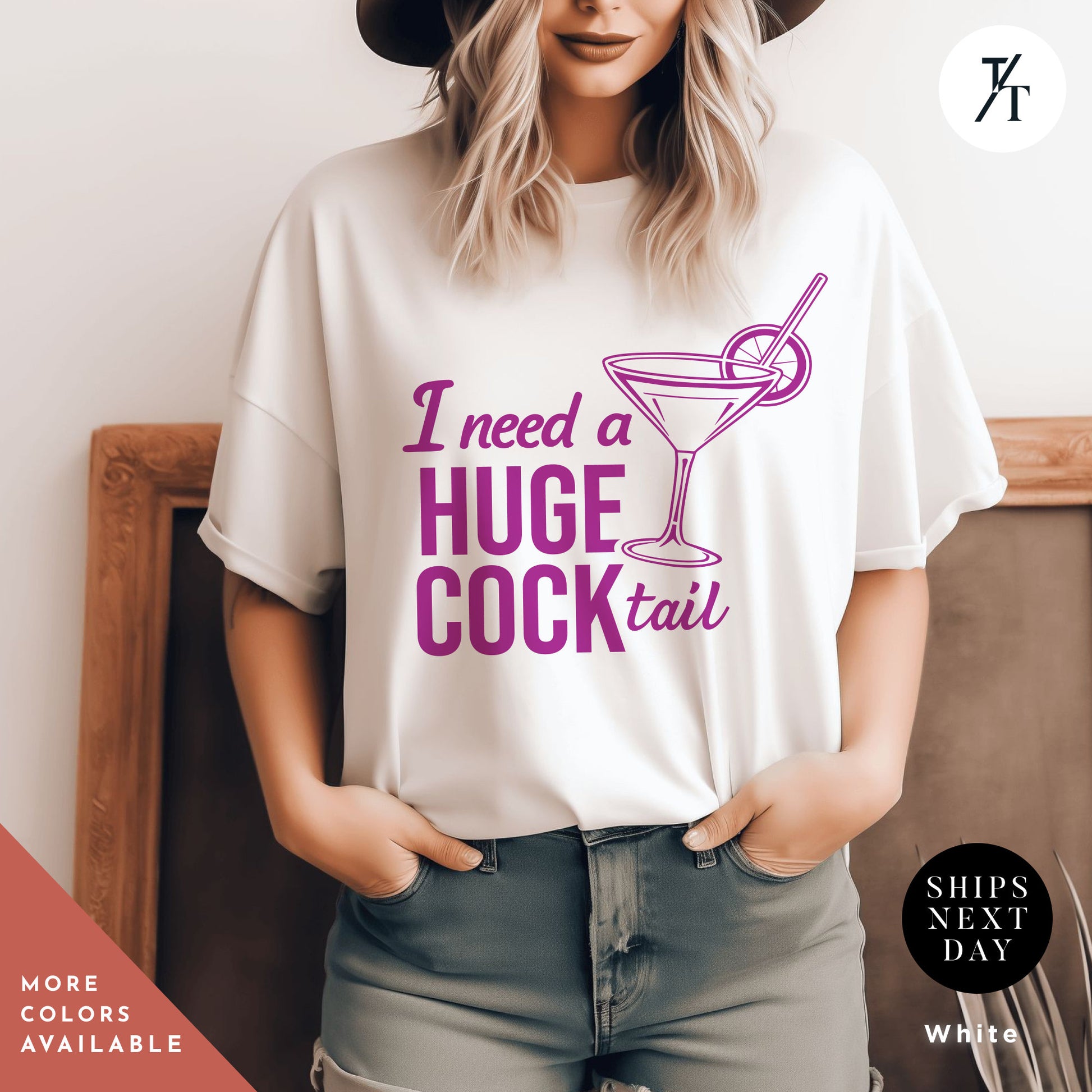 a woman wearing a t - shirt that says i need a huge cocktail, Funny Drinking Shirt, i need a huge cocktail shirt, funny adult humor drinking tshirt, Hilarious Bartender tShirt, Ladies cocktail tee