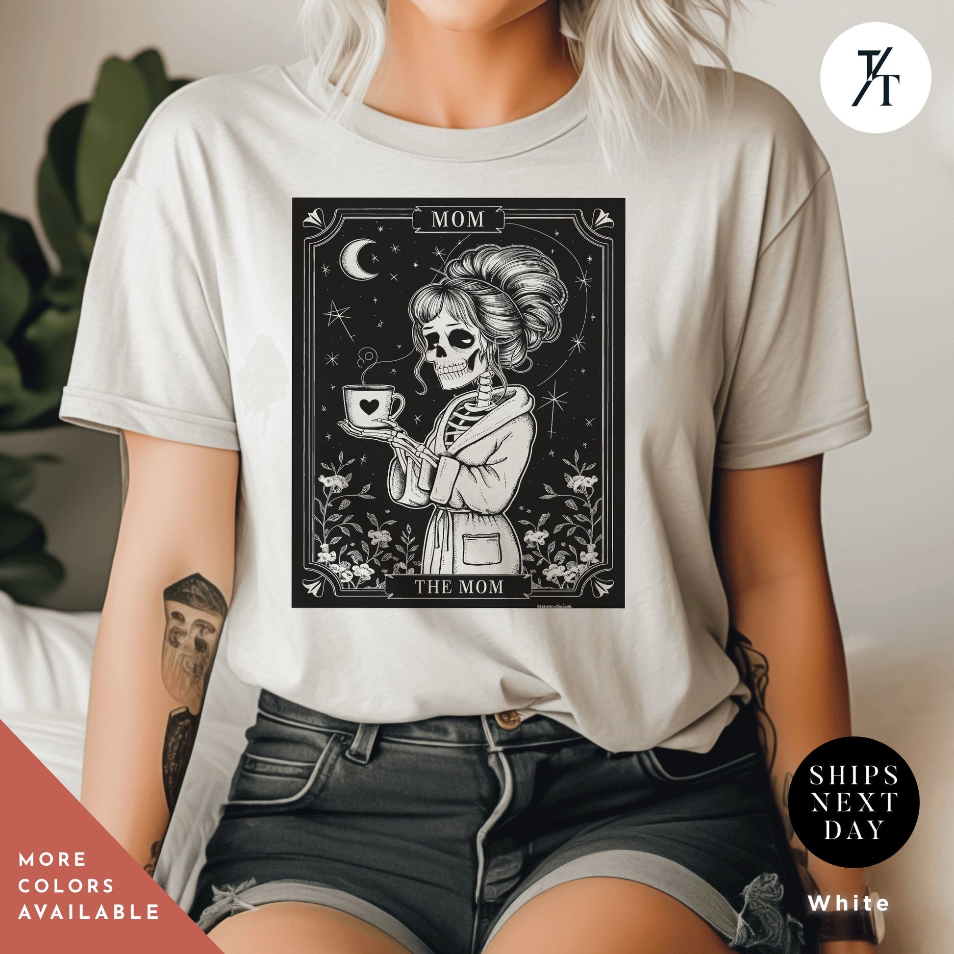 the mom tarot card skeleton mother, Mothers Day Gift, The Mom Tarot Card, Funny Skull tee, Funny Witch Mama tShirt, Witchy Mama tee