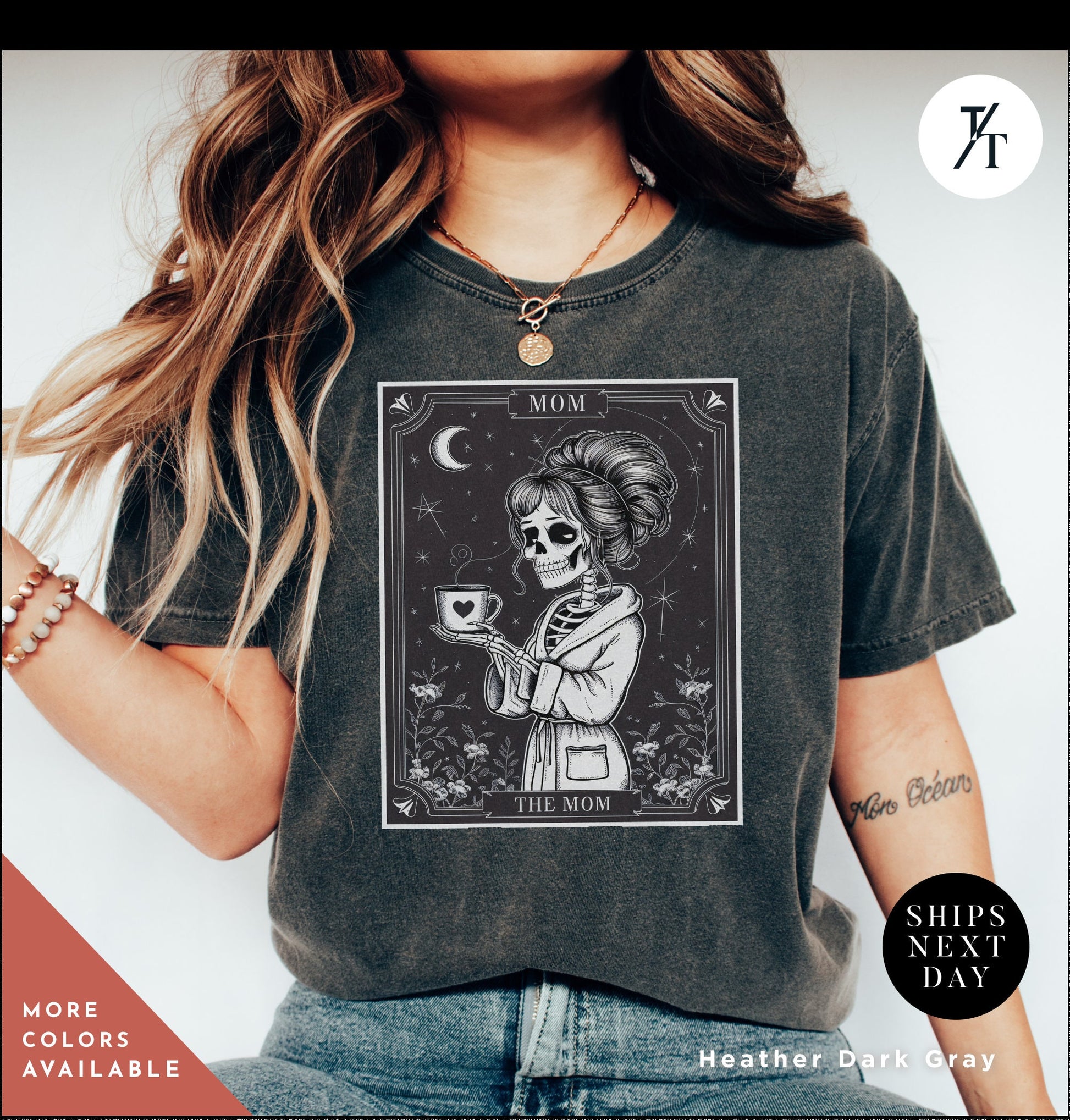 the mom tarot card skeleton mother, Mothers Day Gift, The Mom Tarot Card, Funny Skull tee, Funny Witch Mama tShirt, Witchy Mama tee