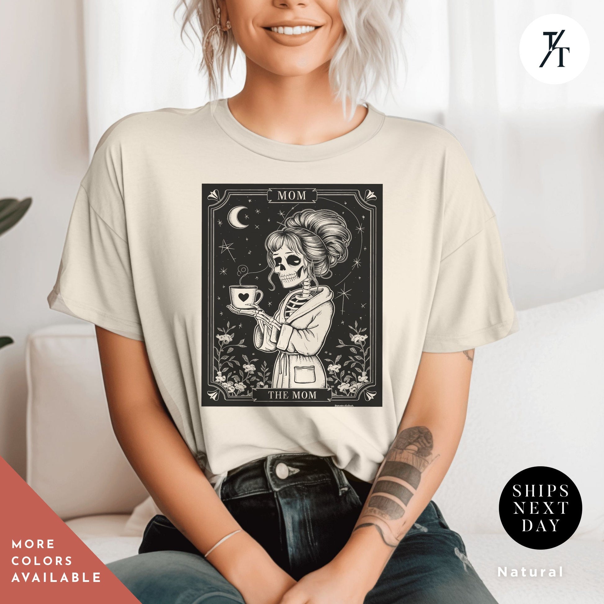 the mom tarot card skeleton mother, Mothers Day Gift, The Mom Tarot Card, Funny Skull tee, Funny Witch Mama tShirt, Witchy Mama tee