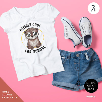 a t - shirt with a raccoon on it next to a pair of, Otter shirt kids, Kids Otter T-Shirt, Back To School tee, Otters Gift Kid, Otters Lover Gift, Funny Kid Shirt, Animals tShirt for children