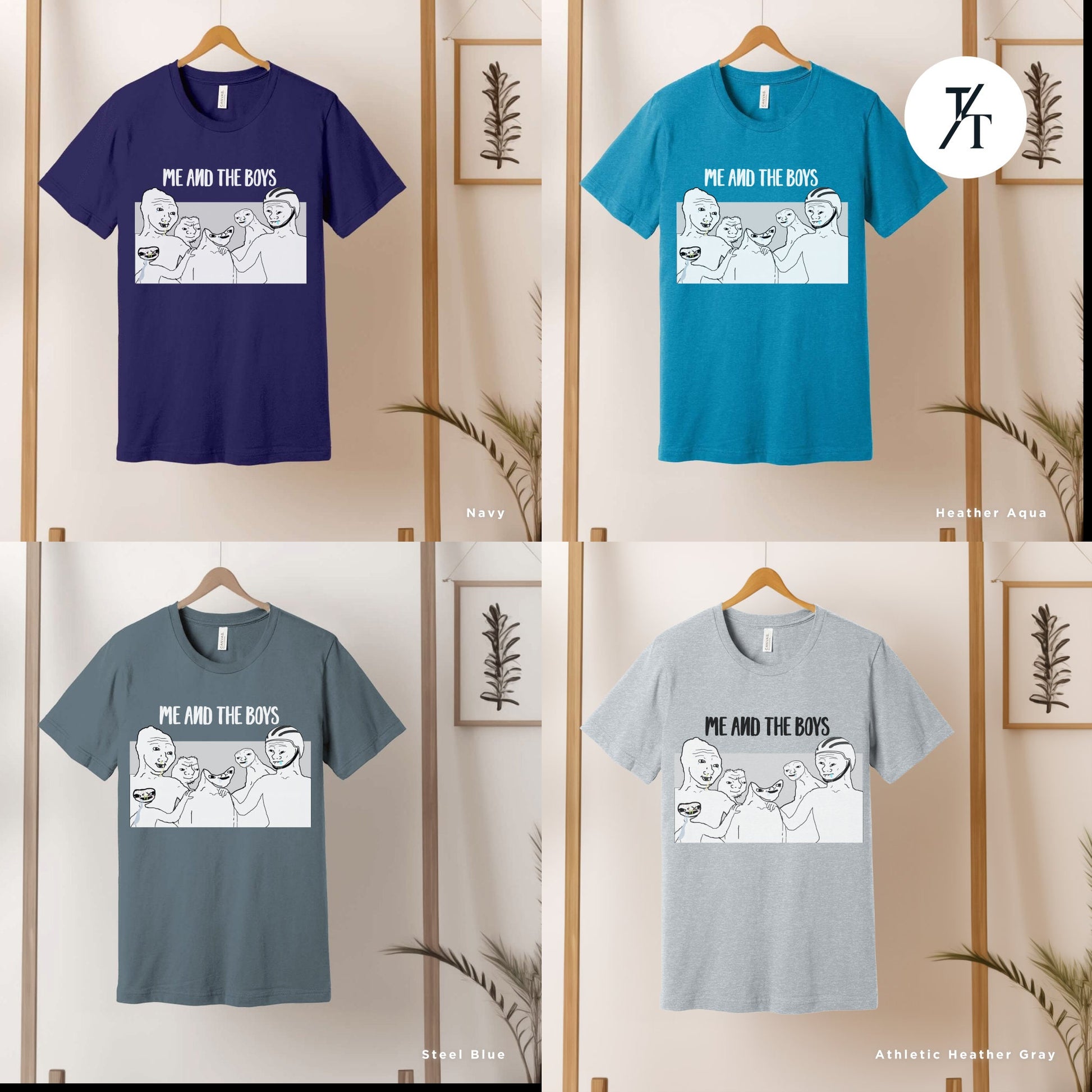 four t - shirts with the same cartoon character on them , Ironic Parody Meme, Funny Meme Shirt, Feels Guy, Wojak Memes, Stupid Funny Memes, Greentext 4Chan, Zoomer Humor, Pepe The Frog, Weird TShirt