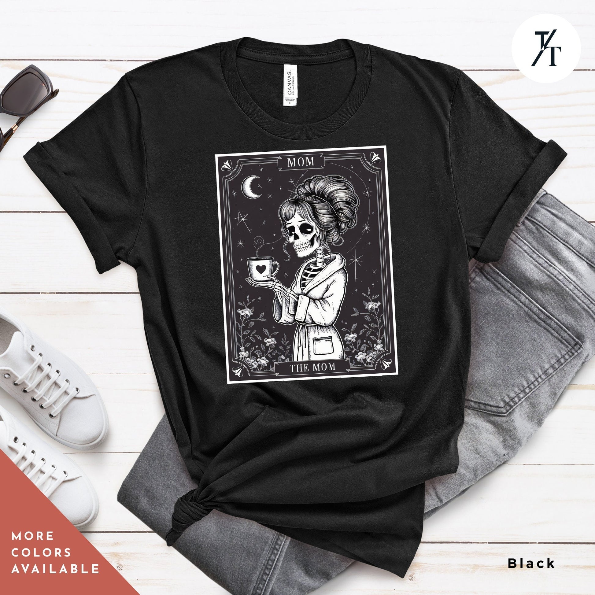 the mom tarot card skeleton mother, Mothers Day Gift, The Mom Tarot Card, Funny Skull tee, Funny Witch Mama tShirt, Witchy Mama tee