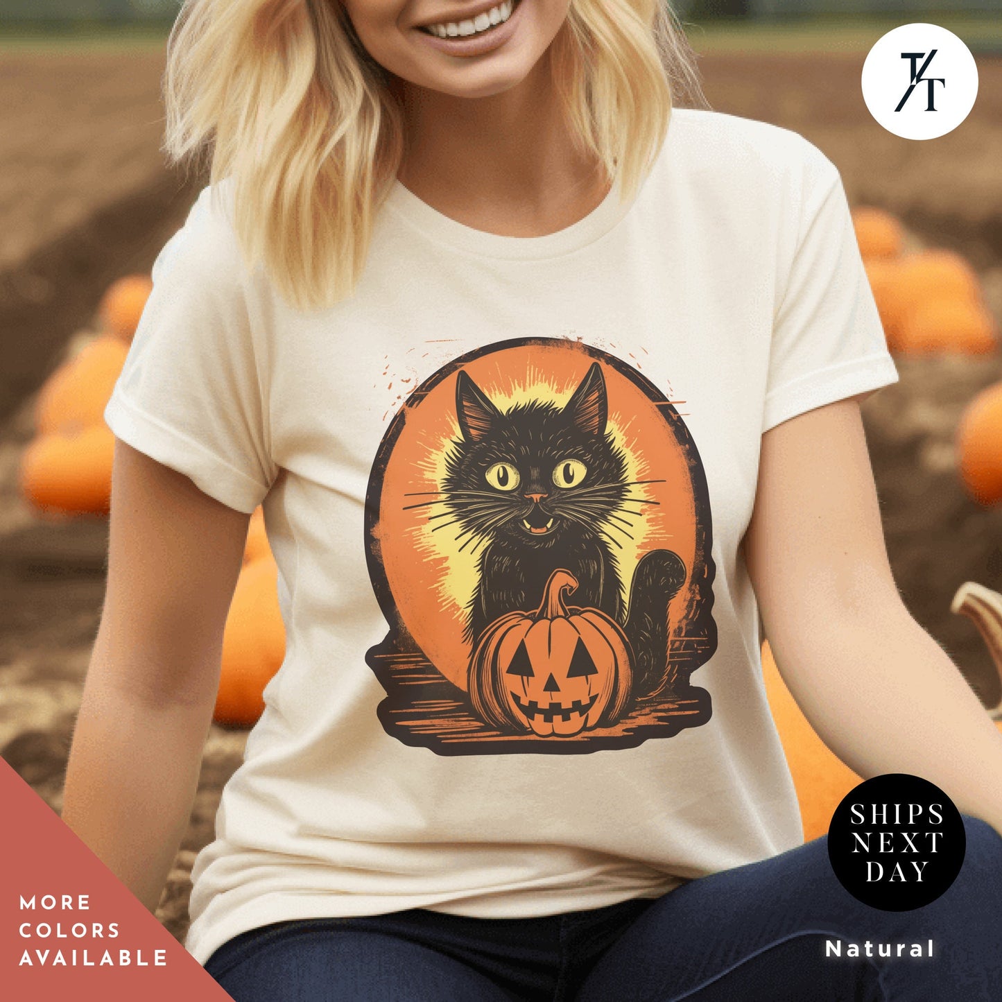 a woman wearing a white shirt with a black cat on it, Long live halloween Vintage Black Cat Shirt, retro Black Cat Halloween Creepy Cute Shirt, Gift For Cat Lover, Trick Or Treat halloweenshirt