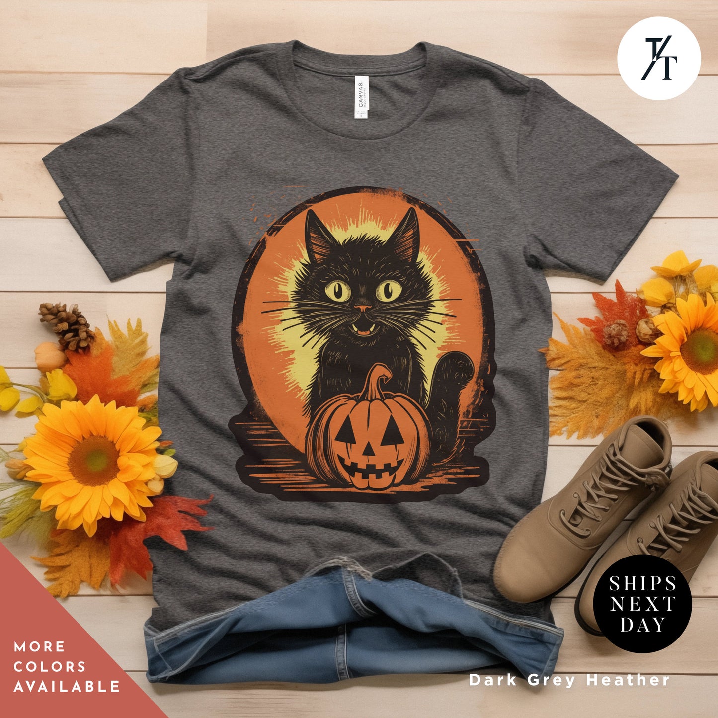 a black cat sitting on top of a pumpkin, Long live halloween Vintage Black Cat Shirt, retro Black Cat Halloween Creepy Cute Shirt, Gift For Cat Lover, Trick Or Treat halloweenshirt