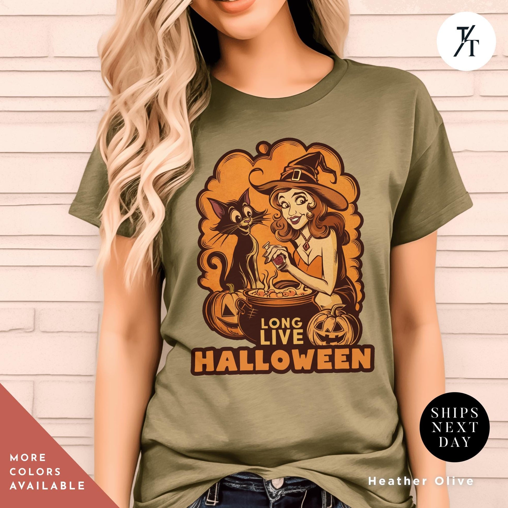 a woman wearing a long live halloween t - shirt, Long Live Halloween Vintage Halloween Salem Massachusett retro Witch Shirt, Witchy Clothes, Fall Shirt, Salem Witch Shirt, halloweenshirt