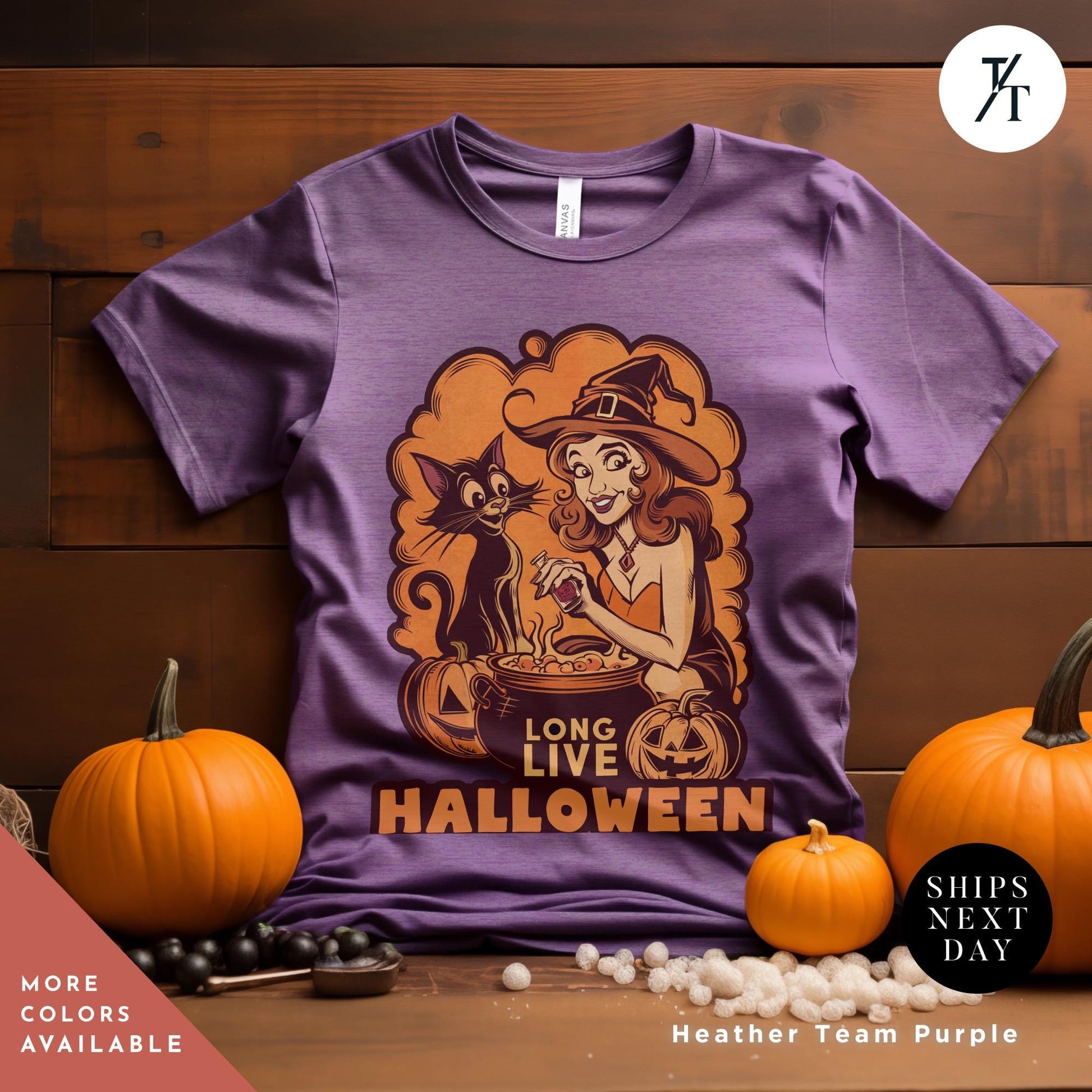 a t - shirt with a picture of a witch on it, Long Live Halloween Vintage Halloween Salem Massachusett retro Witch Shirt, Witchy Clothes, Fall Shirt, Salem Witch Shirt, halloweenshirt