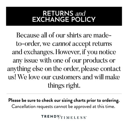 a black and white photo with the words returns and exchange policy