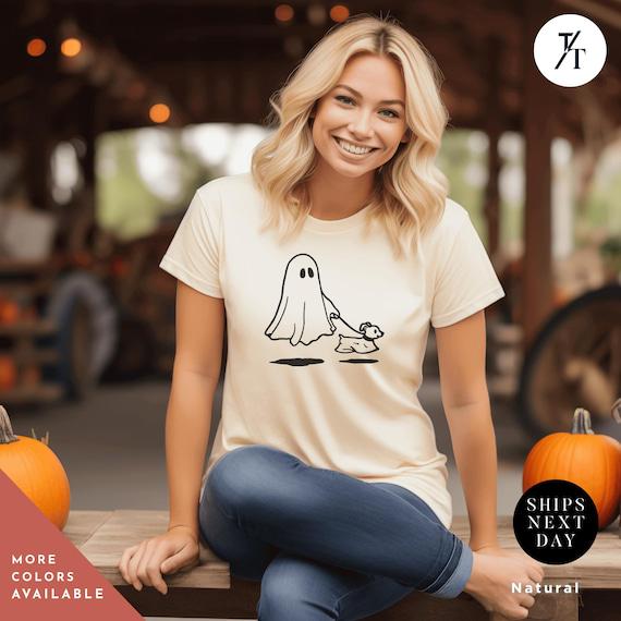 Halloween Dog Shirt, Halloween Dog Ghost, Ghost Walking Dogs Shirt, Spooky Season tee, Cute Dogs Lover Gift, DogMom Fall Spooky tShirt