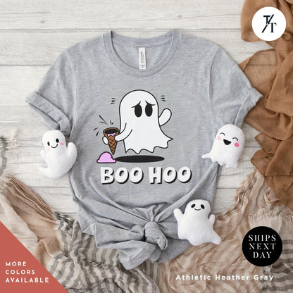 a t - shirt with a ghost and ice cream cone, Halloween Ice Cream Ghost Tee, Ghost Ice Cream Cone shirt, ghosts boo hoo Spooky Season Shirt, Cute Funny Halloween Tee cute ghosts tshirt,