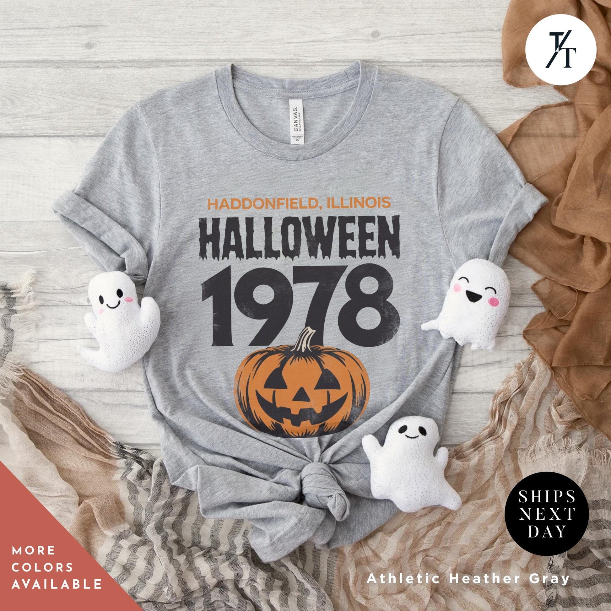 a halloween shirt with ghost and pumpkins on it, Retro halloween 1978 t-shirt Michael Myers Shirt 1978 Halloween Movie Party Tee, Vintage John Carpenter, Spooky Season Original Scary movie