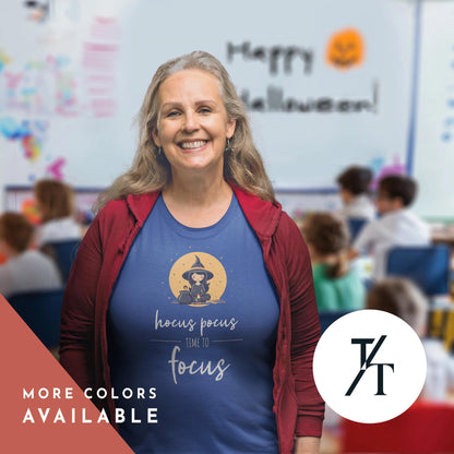 Hocus Pocus Time to Focus Teacher's Halloween Spooky Witch Retro T-Shirt, Cute classroom shirt, Fall Women's Vintage Graphic Tee