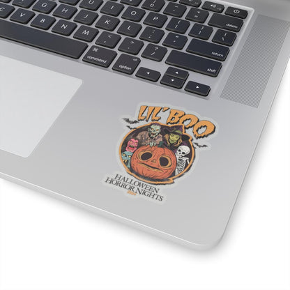 a laptop computer with a sticker on it, Halloween horror nights sticker Hhn Jack Decal Lil Boo Sticker, Halloween Horror Nights Uoap Decals, Universal Stickers, Universal Studios