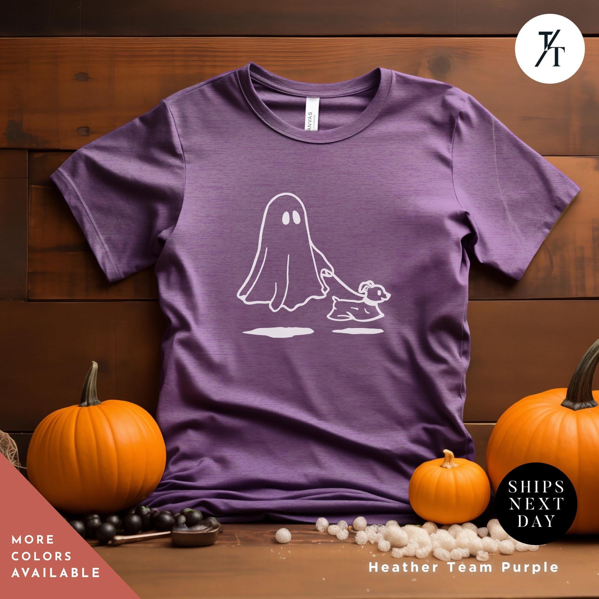 Halloween Dog Shirt, Halloween Dog Ghost, Ghost Walking Dogs Shirt, Spooky Season tee, Cute Dogs Lover Gift, DogMom Fall Spooky tShirt