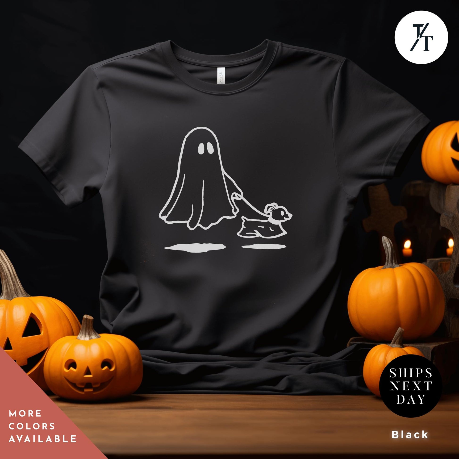 Halloween Dog Shirt, Halloween Dog Ghost, Ghost Walking Dogs Shirt, Spooky Season tee, Cute Dogs Lover Gift, DogMom Fall Spooky tShirt