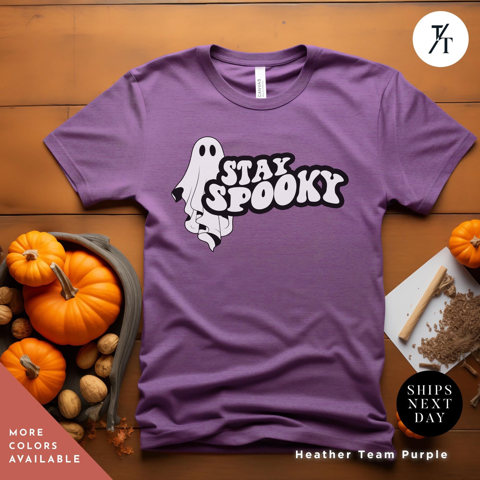 Stay Spooky Shirt, Cute Ghosts Shirt, Retro Halloween Gift Halloween Spooky Season Gift For Her, Vintage Cute Ghosts Tee, Skeleton Hand