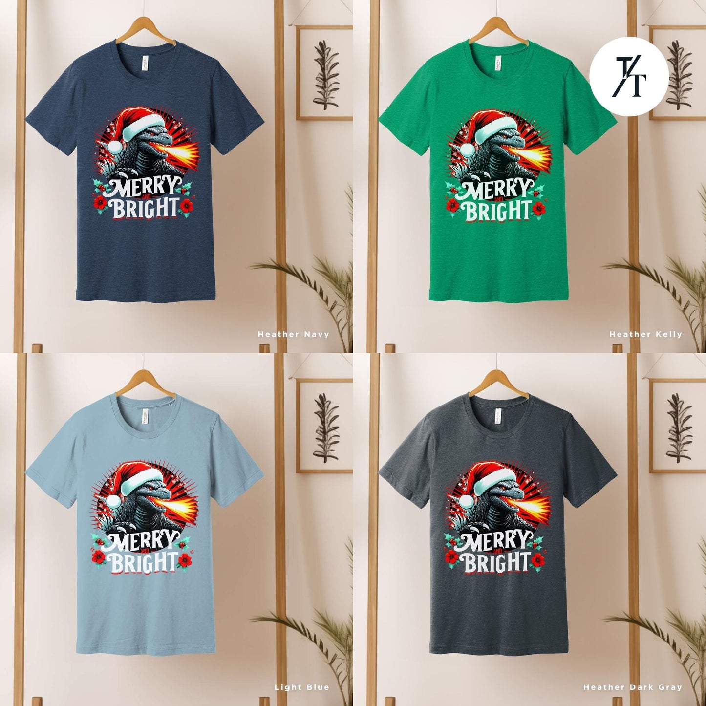 four different t - shirts with the same design on them