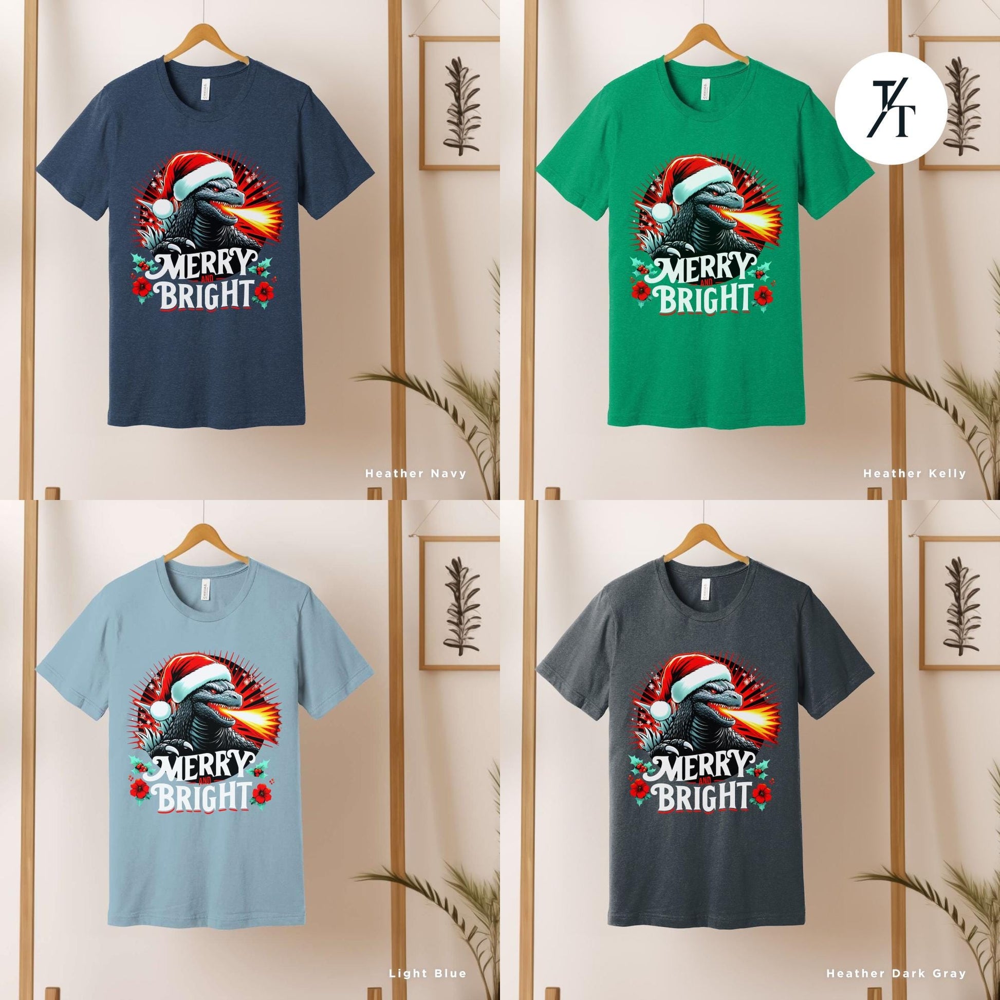 four different t - shirts with the same design on them