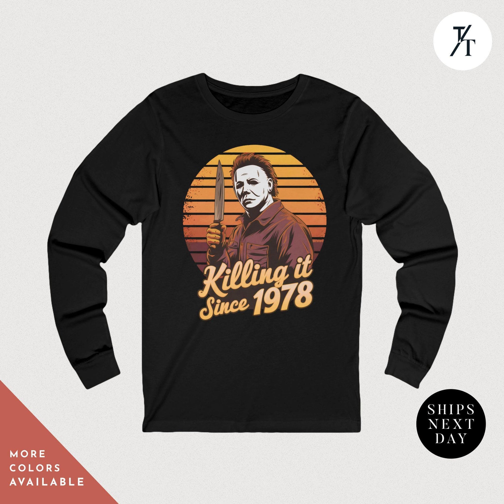 Long Sleeve Retro halloween 1978 t-shirt Michael Myers Shirt 1978 Halloween Movie Party Tee, Vintage John Carpenter, Spooky Season Scary